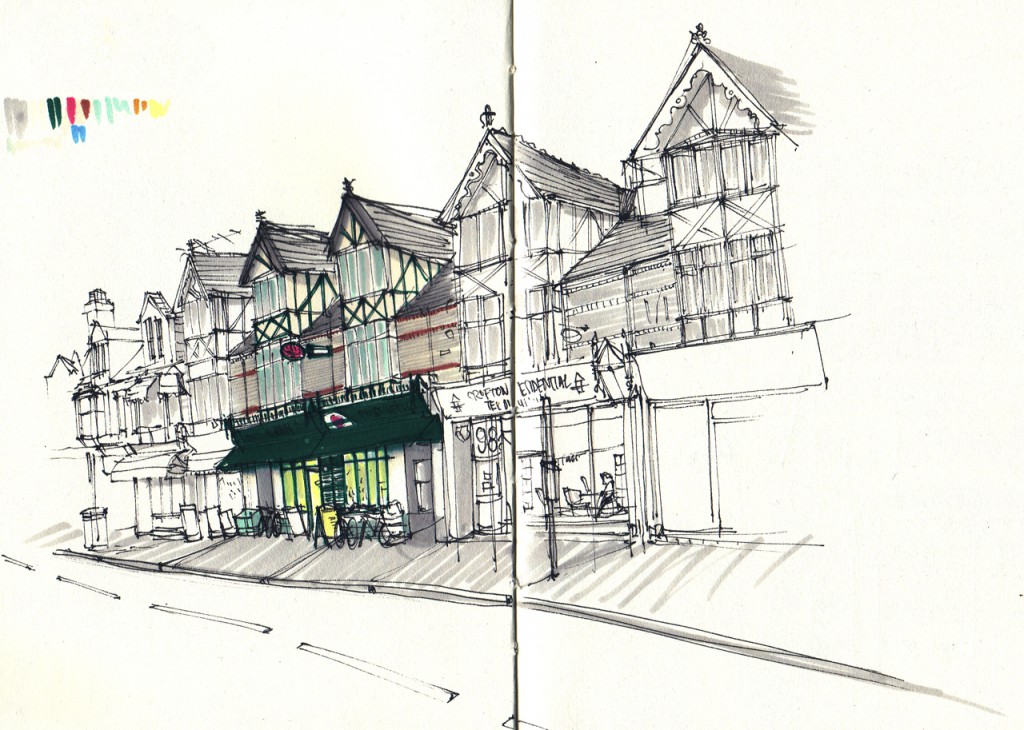 Sketch of Al-Amin Convenience Store on Mill Road, Cambridge