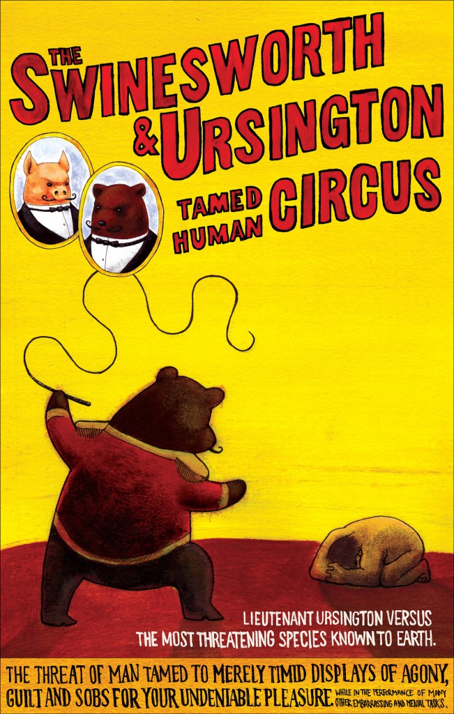 Acrylic painted parody of a Barnum and Bailey Circus Poster