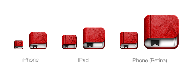 Screenshot of the range of different sizes that iOS icons must be.