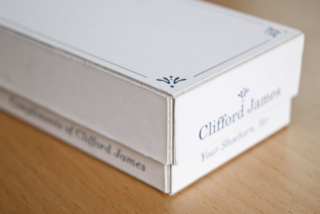 Photograph of the Clifford James shoehorn re-packaging.