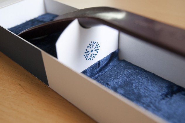 Photograph of the Clifford James shoehorn re-packaging.