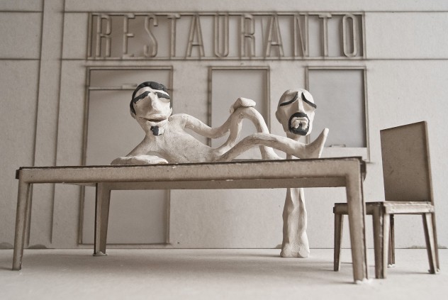 Photograph of the pieces that I created for Restauranto
