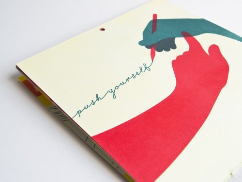 Photograph of my Push Yourself illustration for the LMNOP Calendar 2012