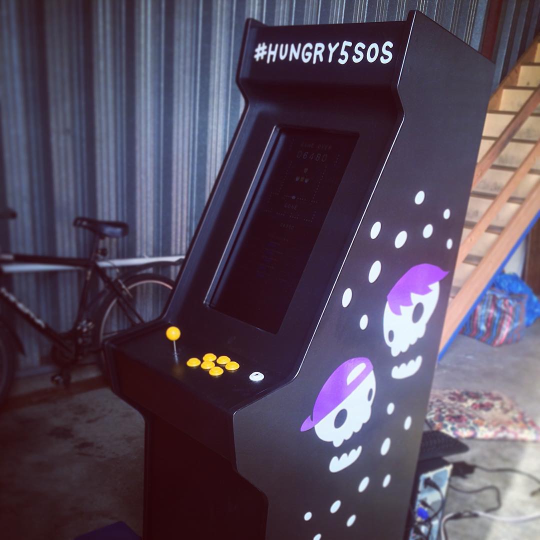 We had this thing made, for posterity, and a bit to show off #arcade #hungry5sos #videogame #cambridge