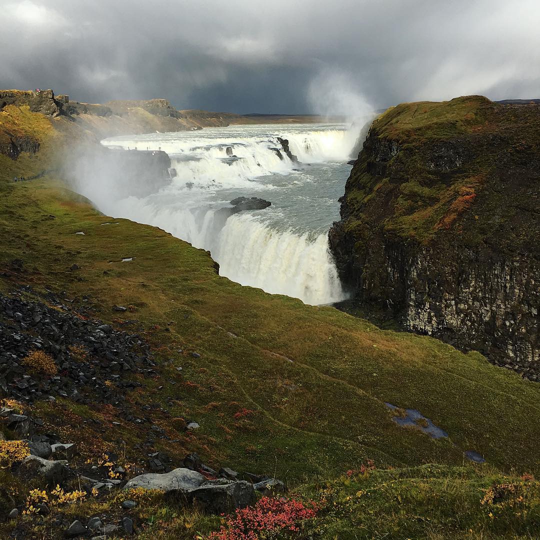 Two waterfalls for the price of one at #gullfoss. #waterfall #waterfalls