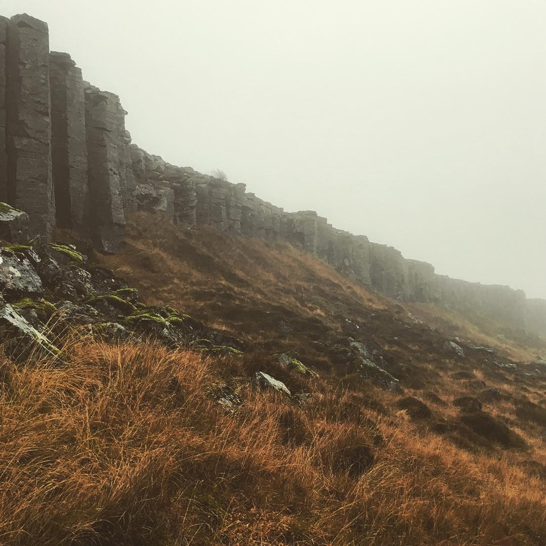 We trekked into the #mist to find the #basalt #columns of #gerðuberg #cliffs.