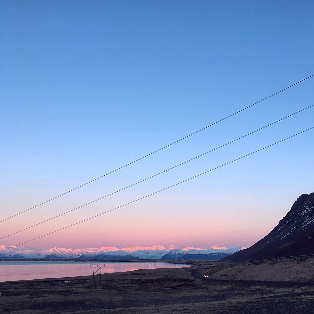 #pink tipped #mountains at #sunrise, we slept in the car in #höfn