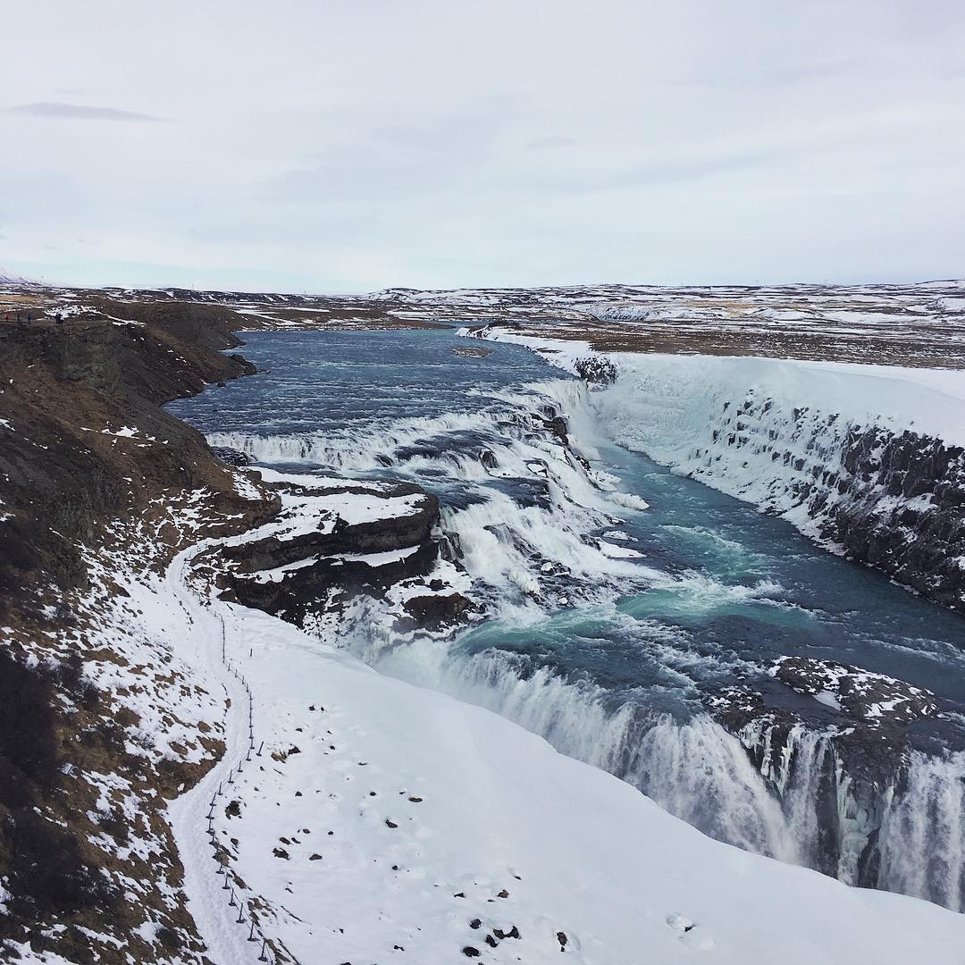 Apart from being blown off our feet by the wind, #gullfoss was #pretty in the #snow